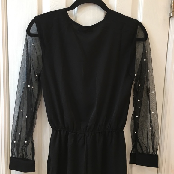 Black jumpsuit. Mesh sleeve. - Picture 3 of 8